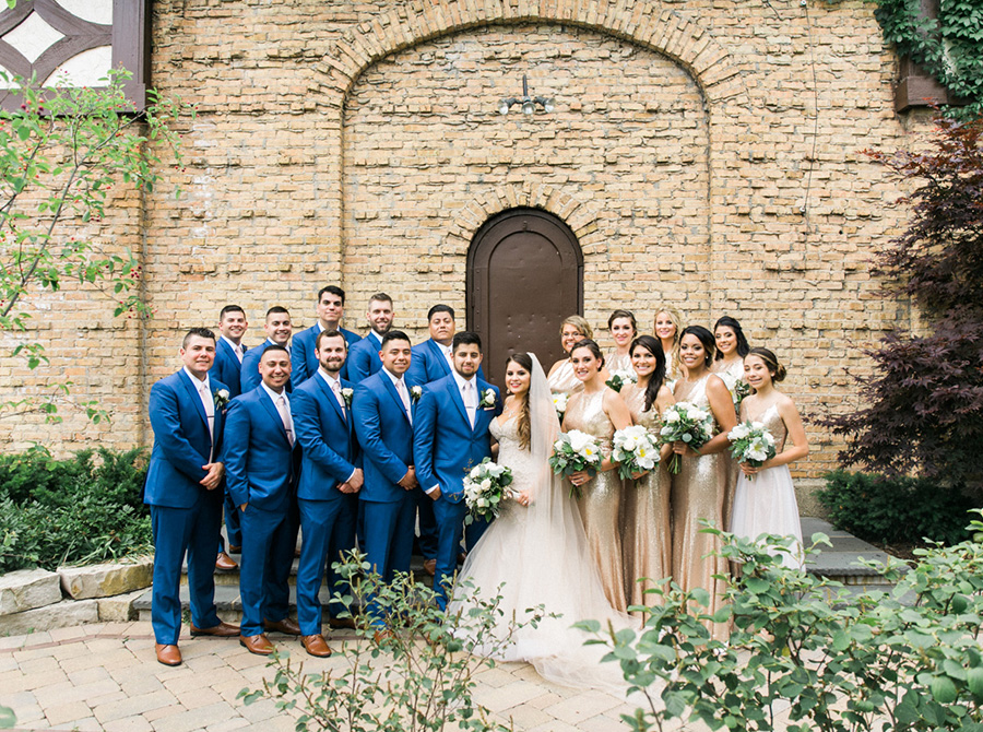 bridal party, chic industrial chicago, IL wedding at winnetka community house and ignite glass studios, blush pink and gold colors, photo by Laurelyn Savannah Photography - 35
