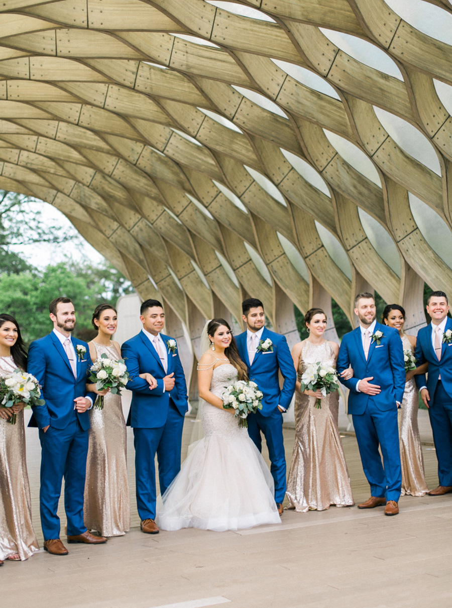 bridal party at honeycomb, chic industrial chicago, IL wedding at winnetka community house and ignite glass studios, blush pink and gold colors, photo by Laurelyn Savannah Photography - 39