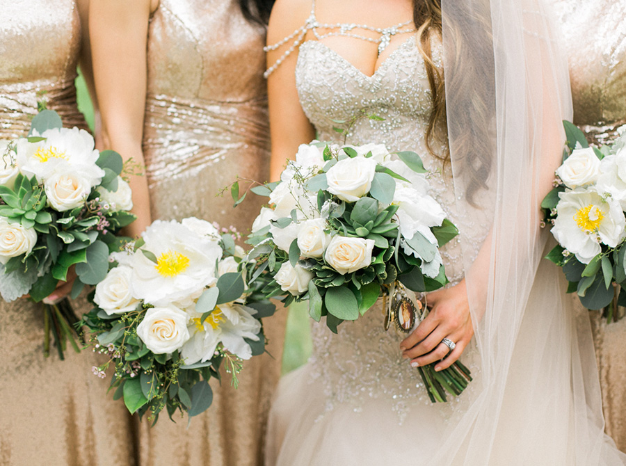 bridal party at honeycomb, chic industrial chicago, IL wedding at winnetka community house and ignite glass studios, blush pink and gold colors, photo by Laurelyn Savannah Photography - 43