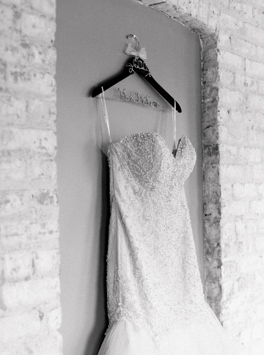 bridal gown, chic industrial chicago, IL wedding at winnetka community house and ignite glass studios, blush pink and gold colors, photo by Laurelyn Savannah Photography - 6