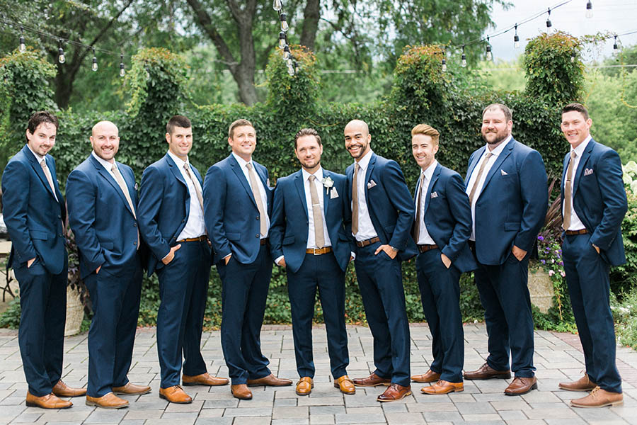 groom and groomsmen, romantic and organic wedding at the ridge hotel in lake geneva, wisconsin, with elegant neutral colors, photo by laurelyn savannah photography 14