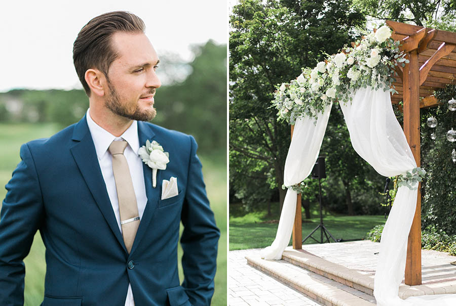 outdoor ceremony, romantic and organic wedding at the ridge hotel in lake geneva, wisconsin, with elegant neutral colors, photo by laurelyn savannah photography 23