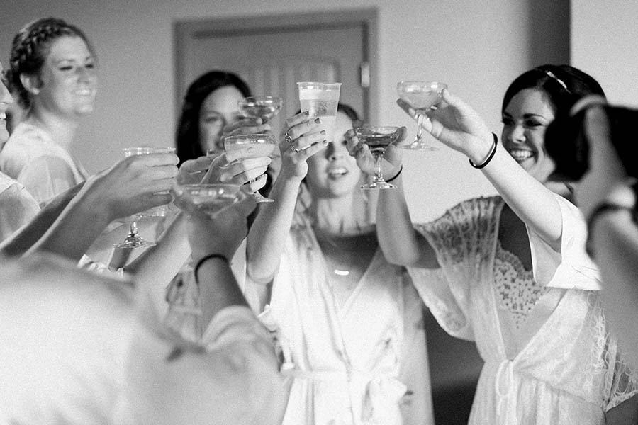 bridesmaids toasting, romantic and organic wedding at the ridge hotel in lake geneva, wisconsin, with elegant neutral colors, photo by laurelyn savannah photography 3