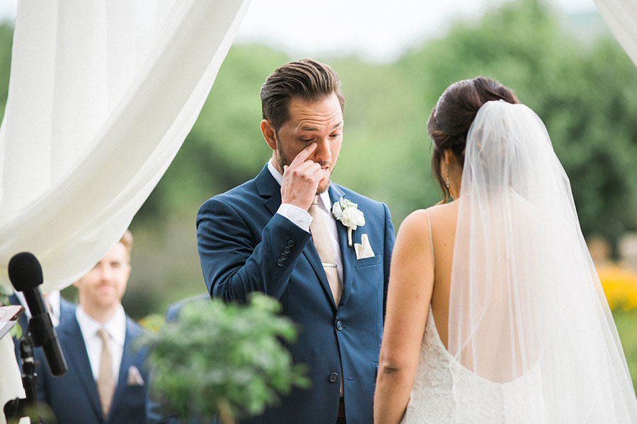 outdoor ceremony, romantic and organic wedding at the ridge hotel in lake geneva, wisconsin, with elegant neutral colors, photo by laurelyn savannah photography 31