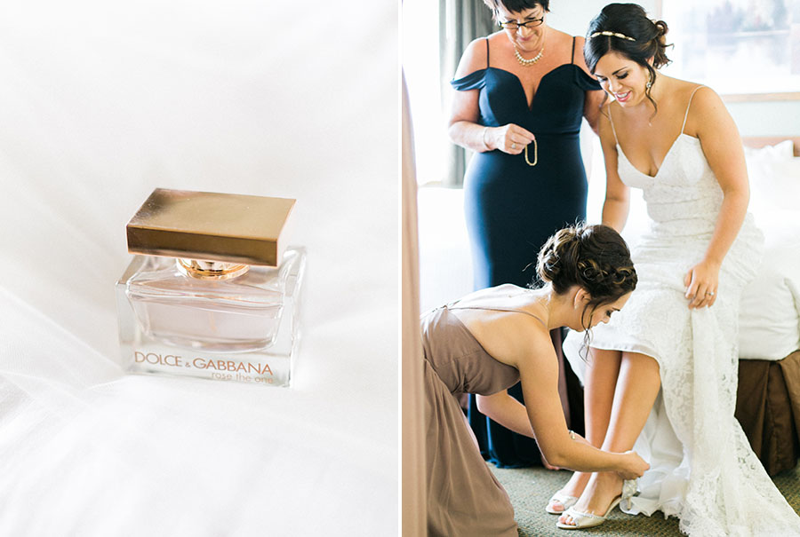 bride getting ready, romantic and organic wedding at the ridge hotel in lake geneva, wisconsin, with elegant neutral colors, photo by laurelyn savannah photography 6