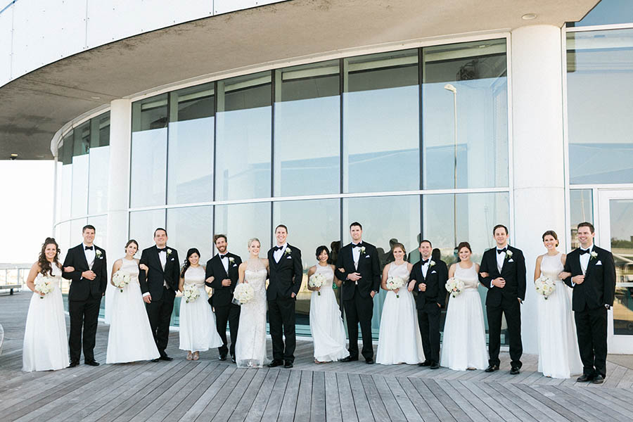 bridal party photos lakefront discovery world, romantic and modern wedding at the basilica of st josaphat and milwaukee county historical society, wisconsin, elegant neutral white ivory colors, photo by laurelyn savannah photography 26