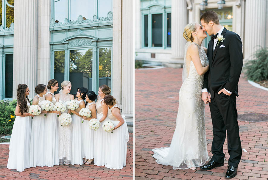 bridal party photos, romantic and modern wedding at the basilica of st josaphat and milwaukee county historical society, wisconsin, elegant neutral white ivory colors, photo by laurelyn savannah photography 32