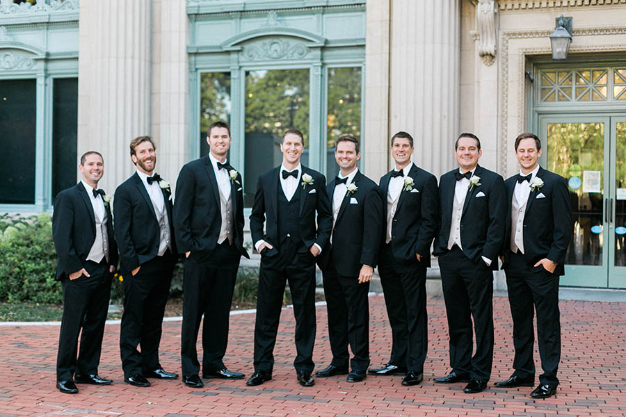 groomsmen photos, romantic and modern wedding at the basilica of st josaphat and milwaukee county historical society, wisconsin, elegant neutral white ivory colors, photo by laurelyn savannah photography 36