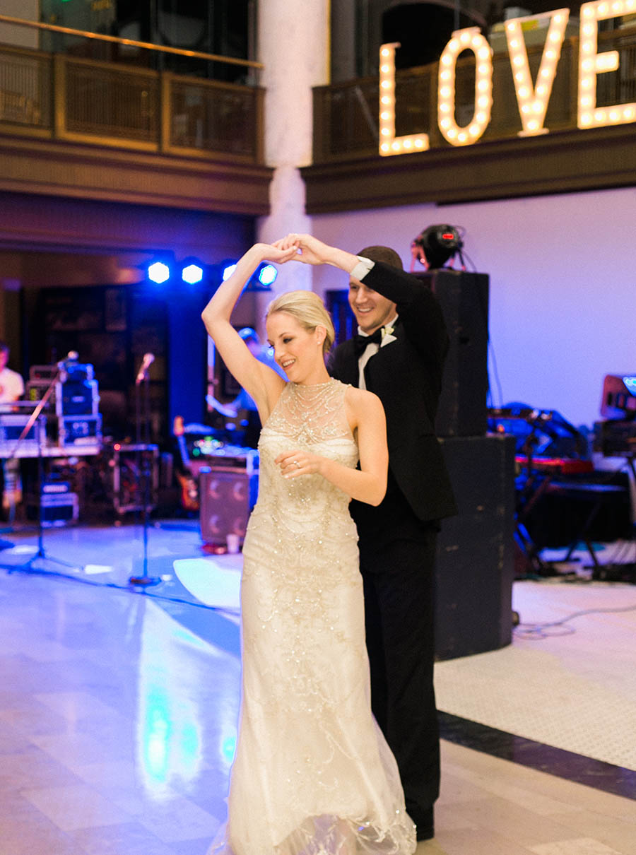first dance, romantic and modern wedding at the basilica of st josaphat and milwaukee county historical society, wisconsin, elegant neutral white ivory colors, photo by laurelyn savannah photography 46