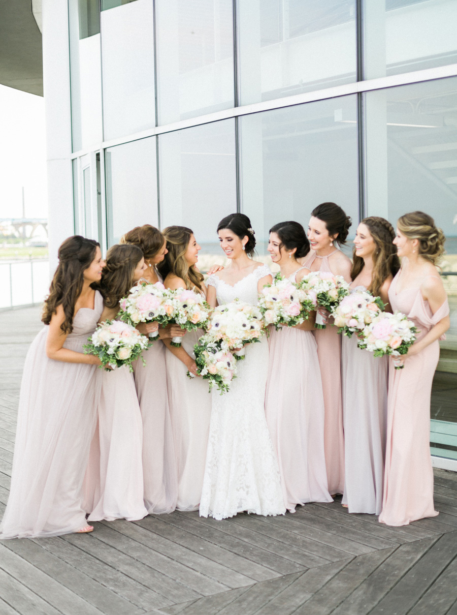 bridesmaids in blush pink, discovery world summer lakeside elegant romantic wedding in milwaukee, wisconsin, photo by laurelyn savannah photography 24