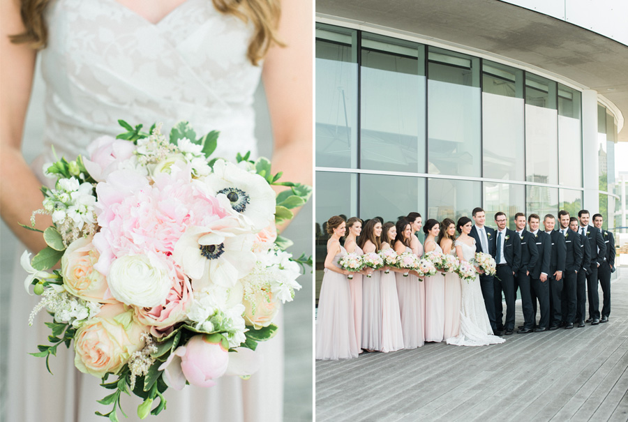 bridal party group, discovery world summer lakeside elegant romantic wedding in milwaukee, wisconsin, photo by laurelyn savannah photography 26