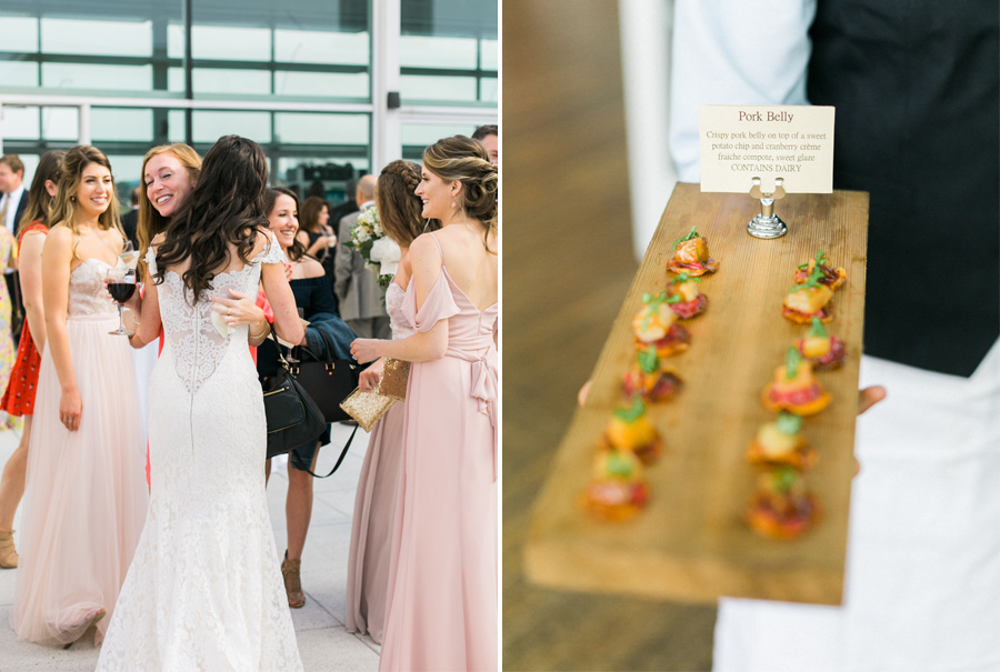 outdoor cocktail hour, discovery world summer lakeside elegant romantic wedding in milwaukee, wisconsin, photo by laurelyn savannah photography 39