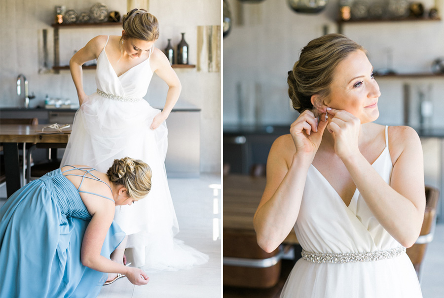 bride getting ready, Blue Watercolor-Inspired, elegant downtown modern wedding along the Milwaukee River in Wisconsin, photo by Laurelyn Savannah Photography 6