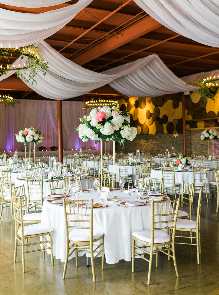 reception decor, classic and romantic black tie and gold wedding in downtown Green Bay, Wisconsin, photo by Laurelyn Savannah Photography
