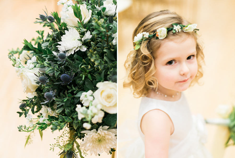 flower girls, elegant green and gold fall wedding at Historic Courthouse 1893 in Waukesha Milwaukee, Wisconsin, photo by Laurelyn Savannah Photography