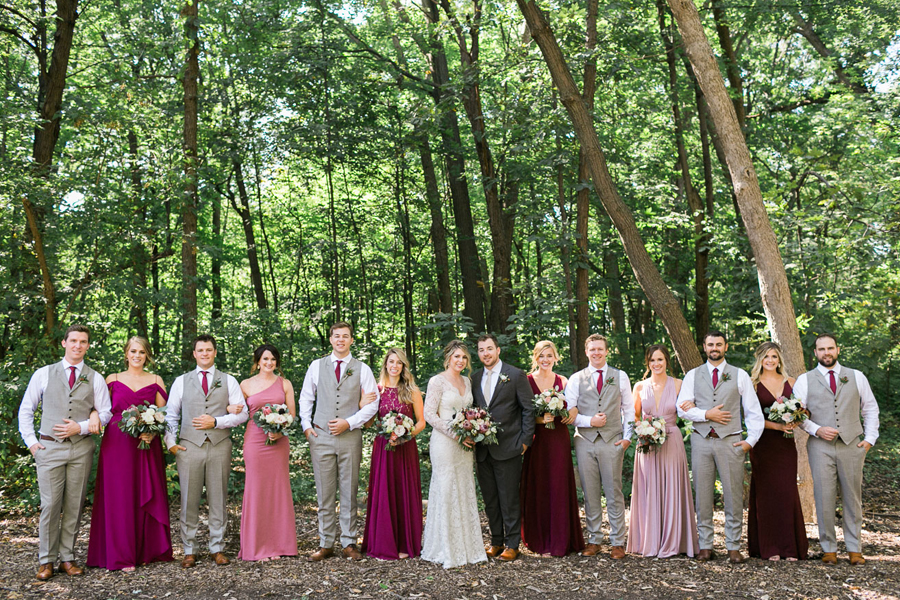 bridal party portrait, glamping and chic safari romantic outdoor wedding at Milwaukee County Zoo, Wisconsin, photo by Laurelyn Savannah Photography