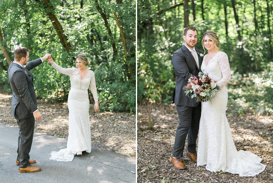bride and groom portrait, glamping and chic safari romantic outdoor wedding at Milwaukee County Zoo, Wisconsin, photo by Laurelyn Savannah Photography