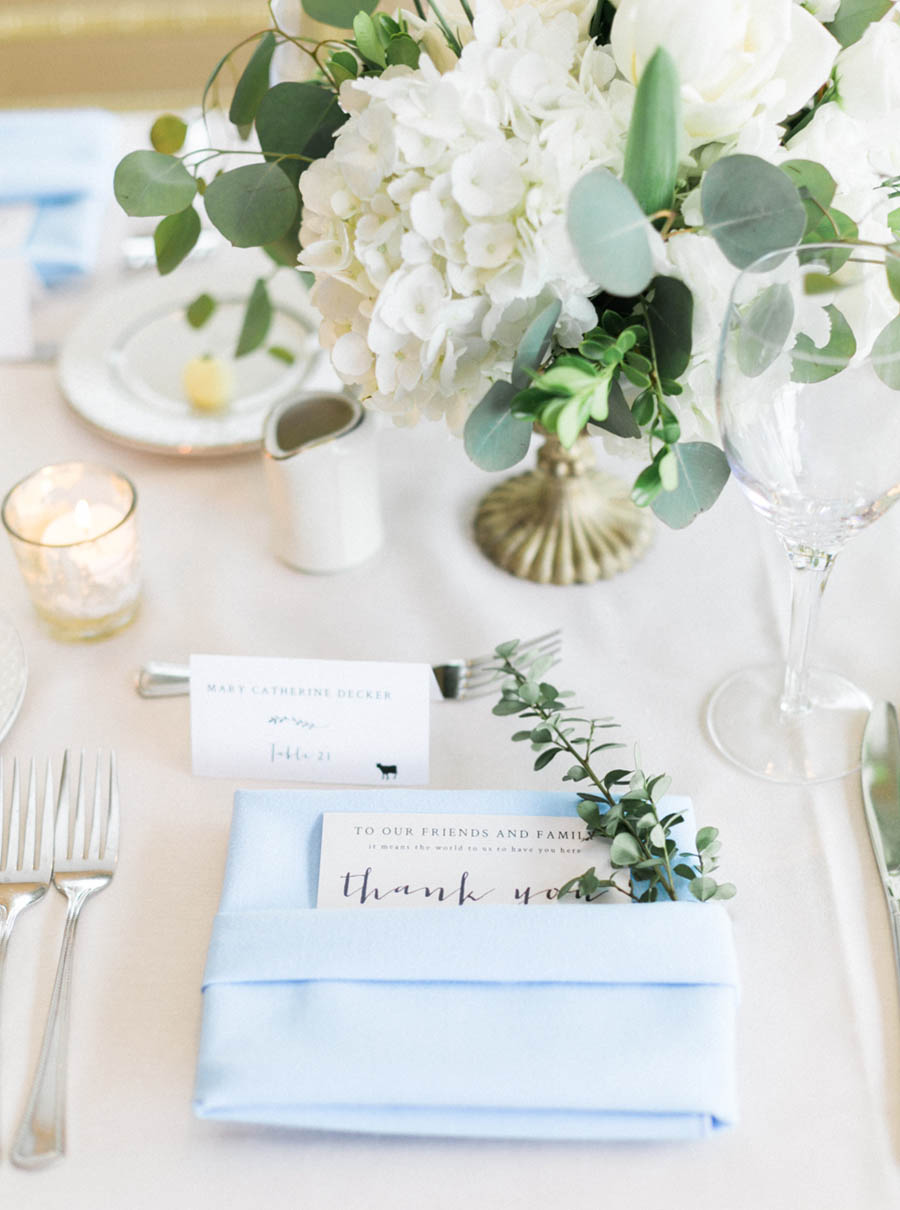 reception table decor, classic, elegant and romantic blue and white wedding in downtown Madison, Wisconsin, and Blackhawk Country Club, photo by Laurelyn Savannah Photography