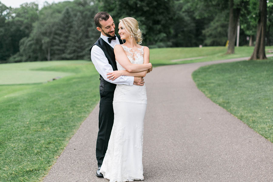 bride and groom sunset portraits, classic, elegant and romantic blue and white wedding in downtown Madison, Wisconsin, and Blackhawk Country Club, photo by Laurelyn Savannah Photography