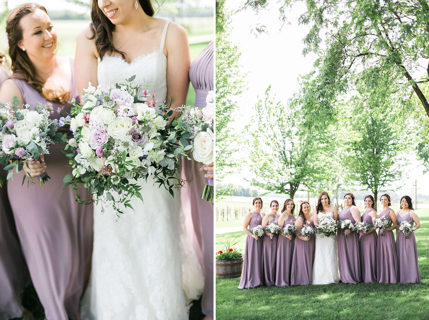 bridal party photos, rustic romantic wedding at over the vines with midwestern bride, photo by laurelyn savannah photography