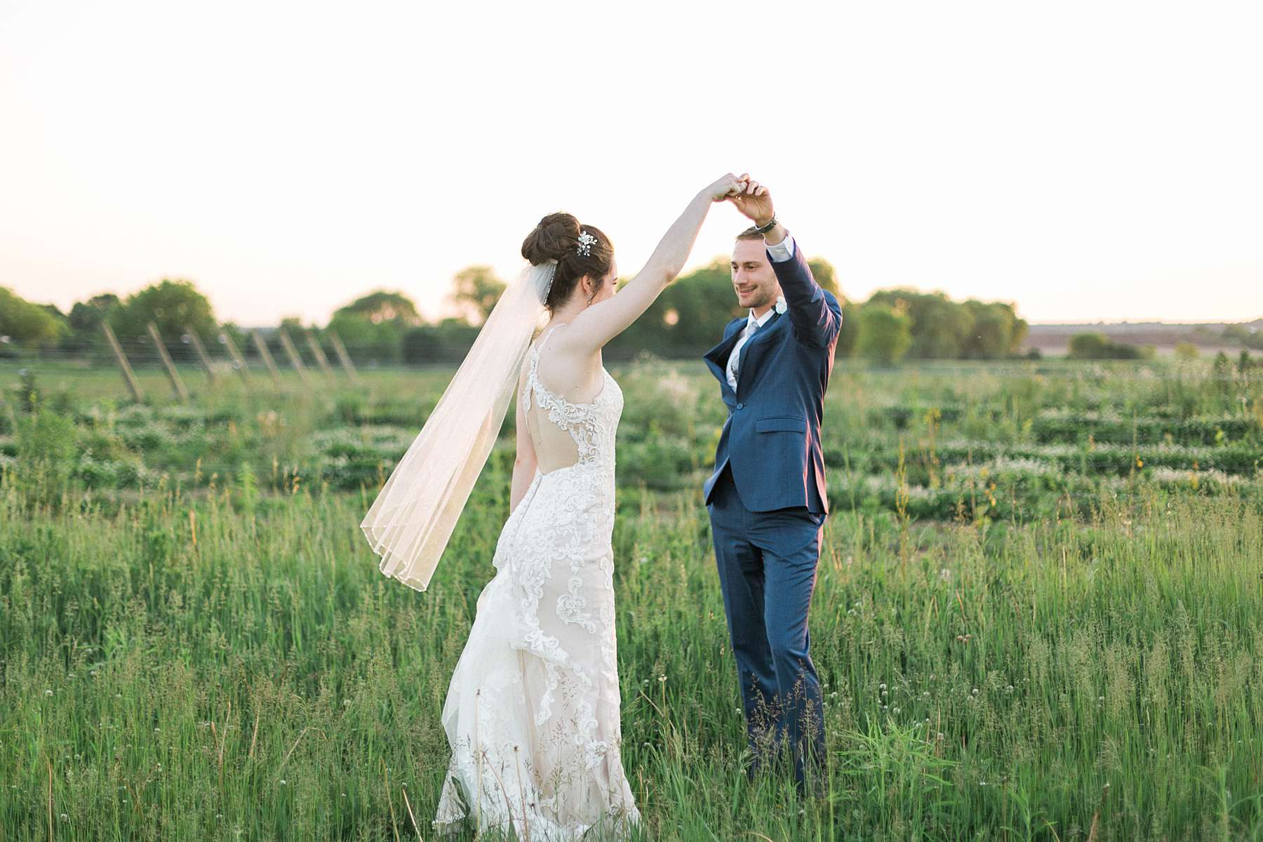 sunset bride and groom portrait, rustic romantic wedding at the landing 1841, photo by laurelyn savannah photography