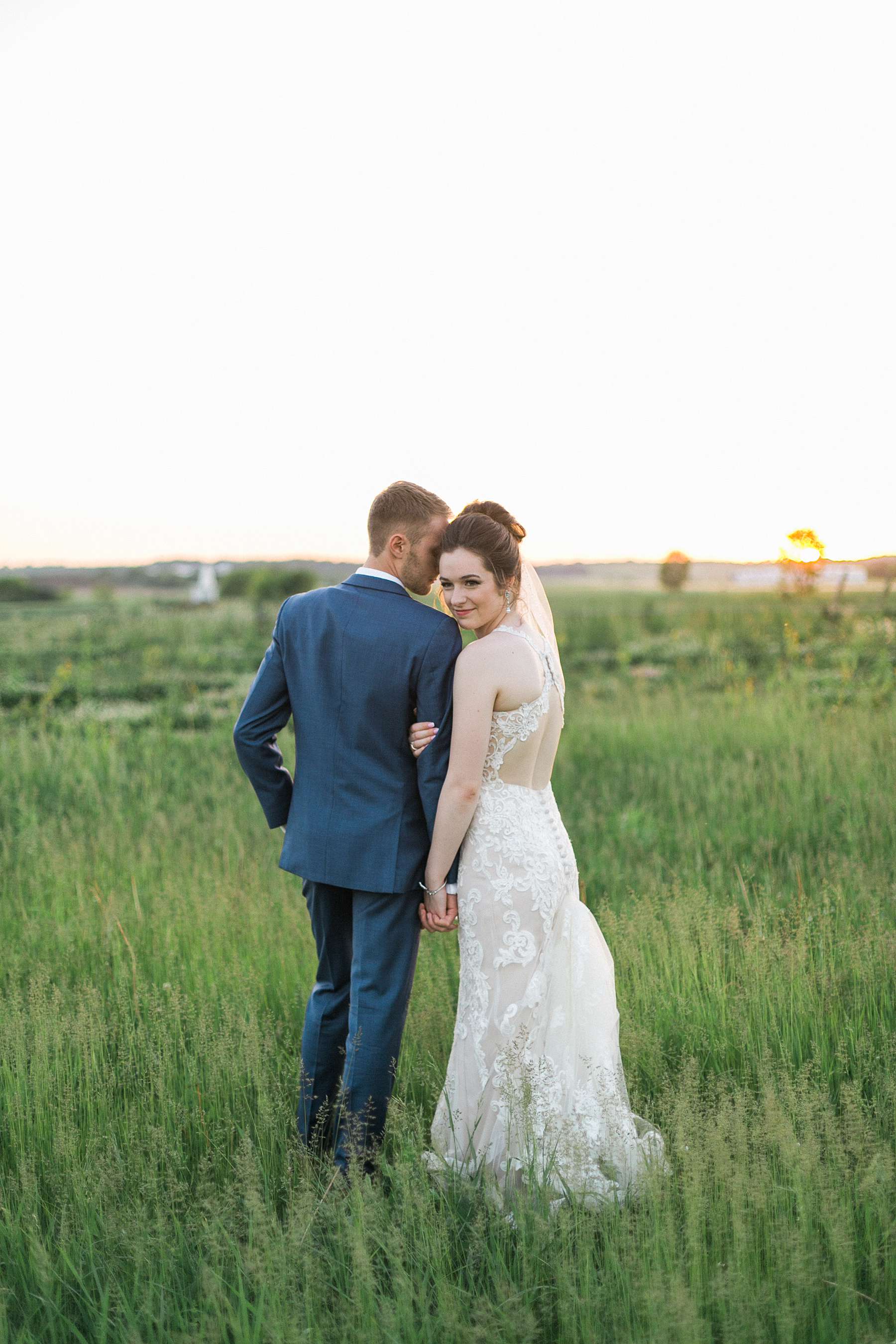 sunset bride and groom portrait, rustic romantic wedding at the landing 1841, photo by laurelyn savannah photography