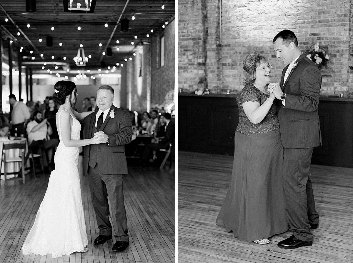 first dance, romantic lavender wisconsin wedding at mercantile hall, photo by laurelyn savannah photography