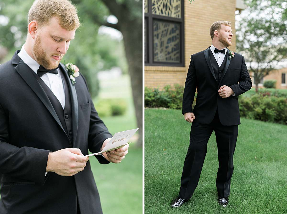 groom getting ready, romantic wisconsin wedding at sentry world stevens point, photo by laurelyn savannah photography