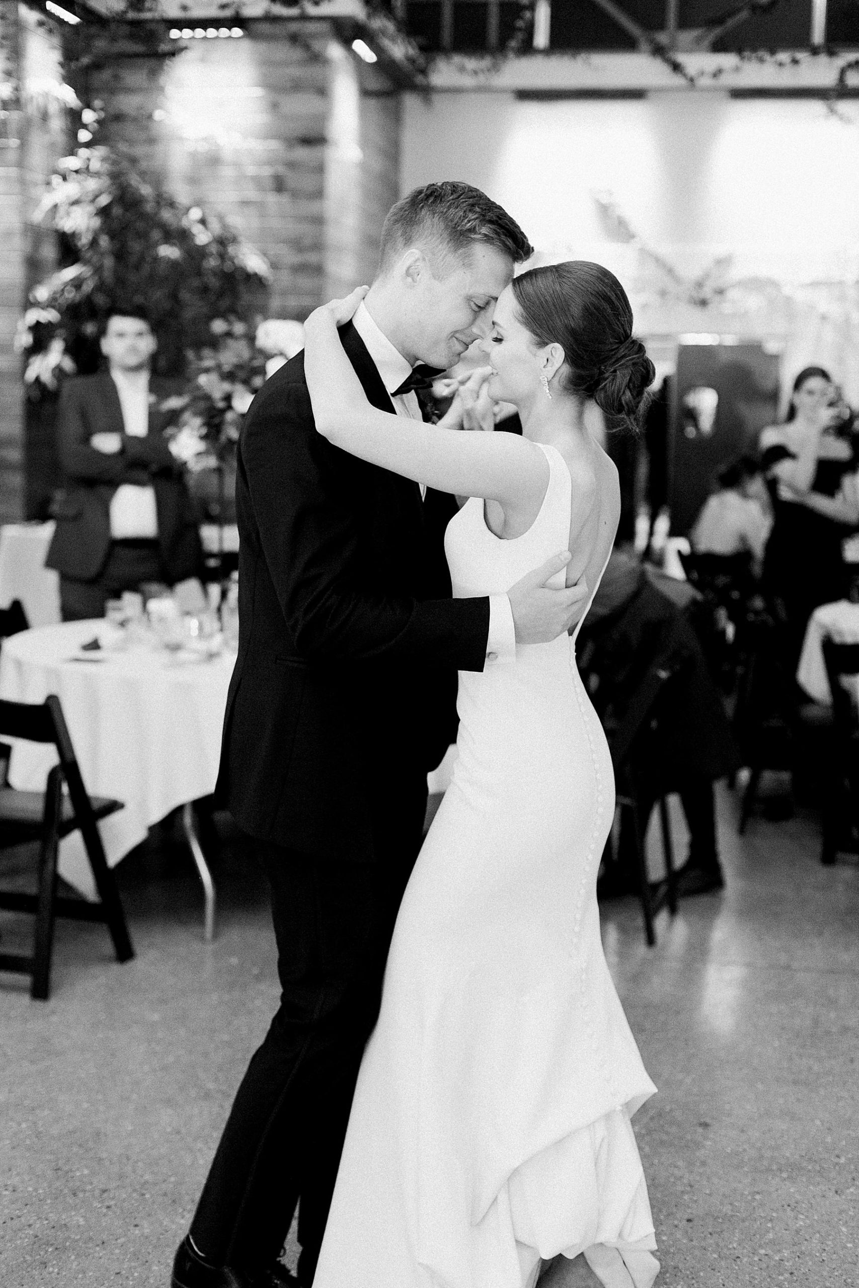 bride and groom first dance at wedding reception at ivy house, milwaukee, wisconsin