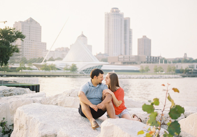 client review, lakeside lake michigan elegant city skyline engagement // photo by Laurelyn Savannah Photography