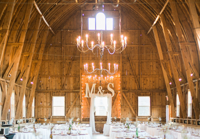 barn reception, romantic organic elegant outdoor wedding at sugarland barn, arena wisconsin, gold and blush wedding, photo by Laurelyn Savannah Photography