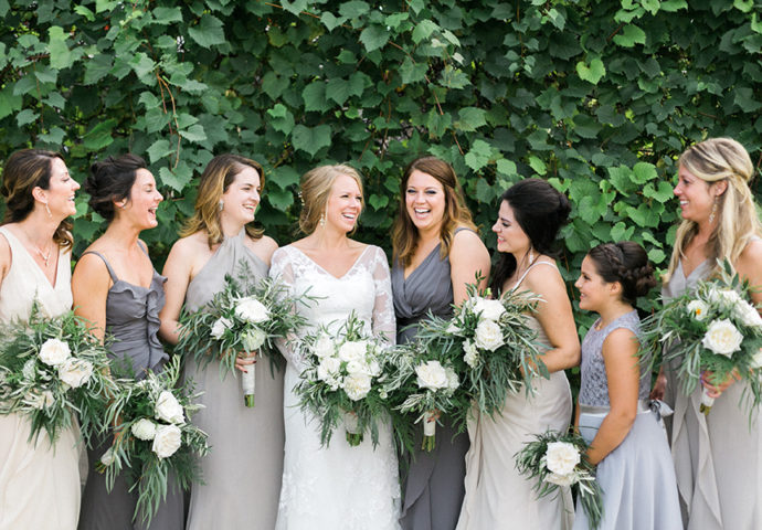 south second milwaukee wisconsin, organic elegant industrial chic wedding day, greenery, olive branches, gray bridesmaid dresses, a kind review, photo by laurelyn savannah photography