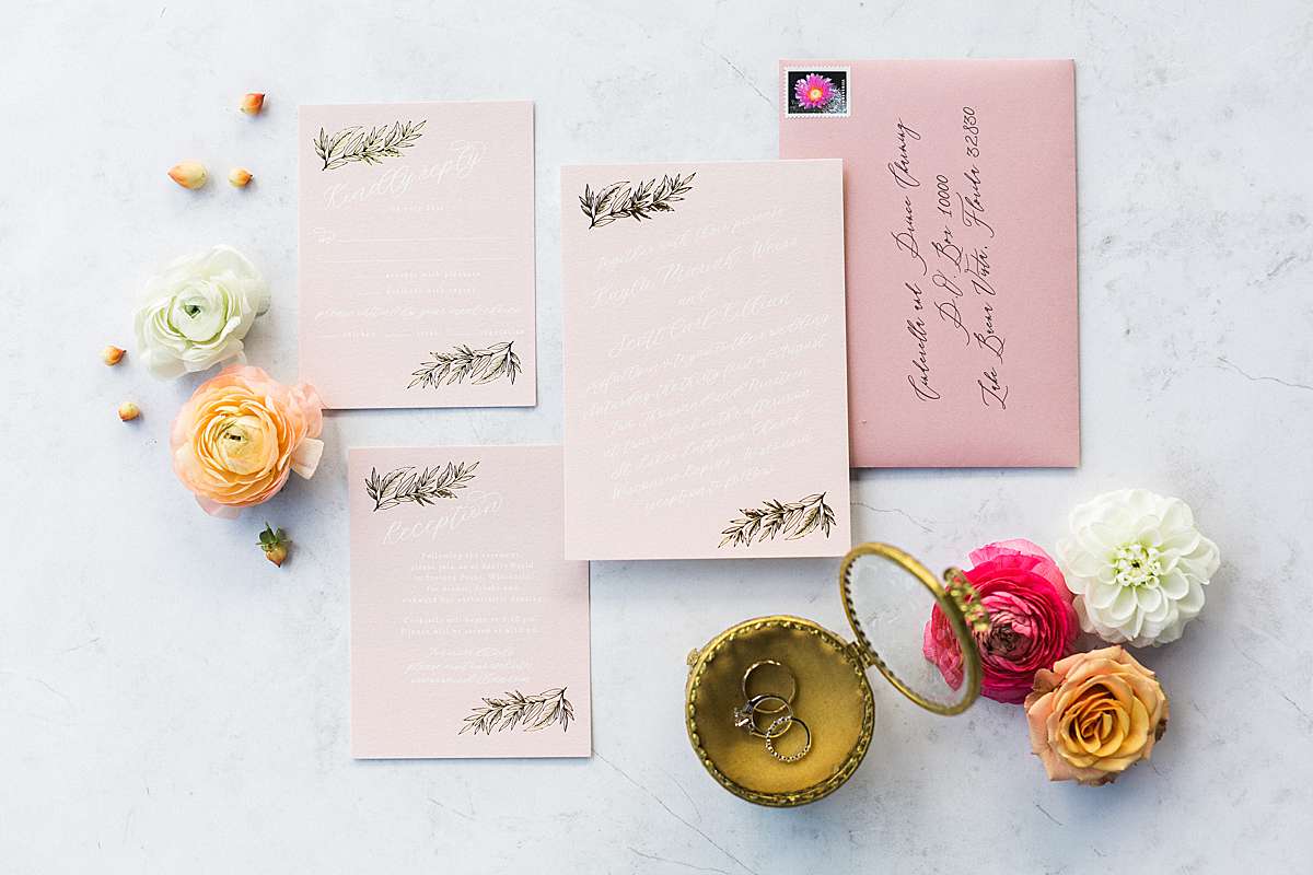 invitation suite, romantic wisconsin wedding at sentry world stevens point, photo by laurelyn savannah photography