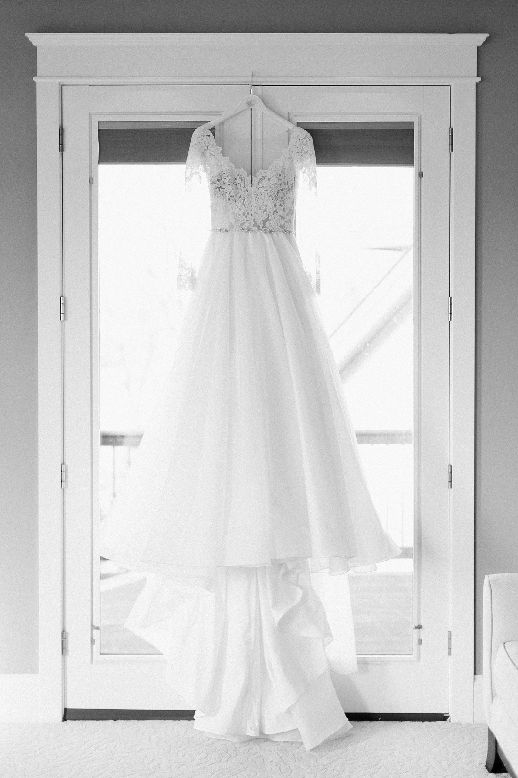 wedding dress for a boho black and white classic modern wedding at hutton house minneapolis minnesota