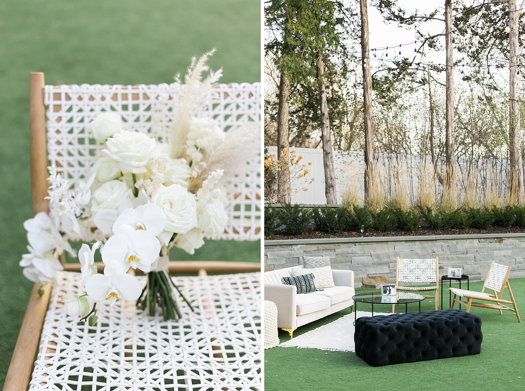 boho flowers and lounge at hutton house wedding venue in minneapolis minnesota