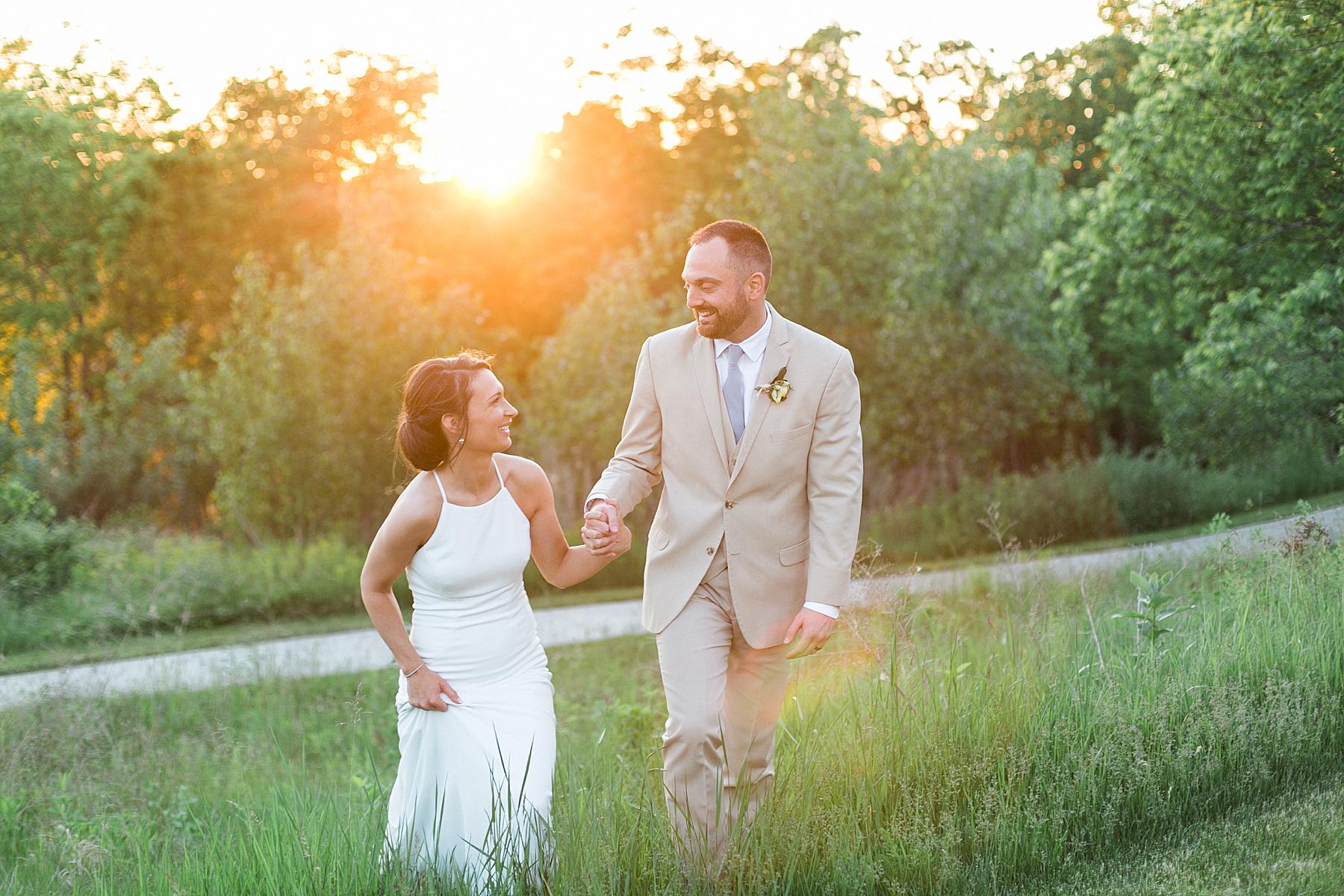 newlywed bride and groom couple portrait photo outdoors near madison, wisconsin