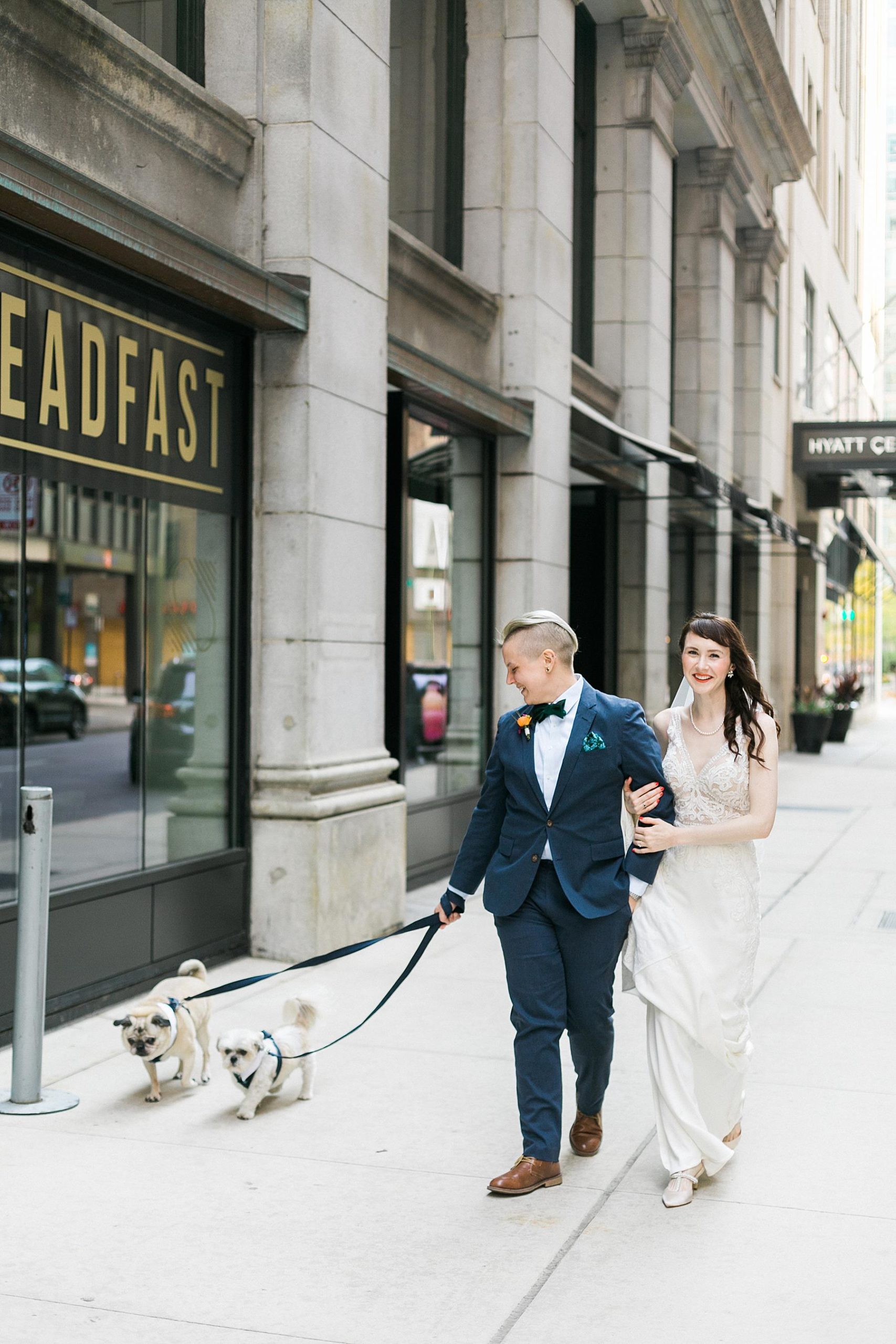 couples portraits and dog photos at kimpton gray chicago boleo wedding