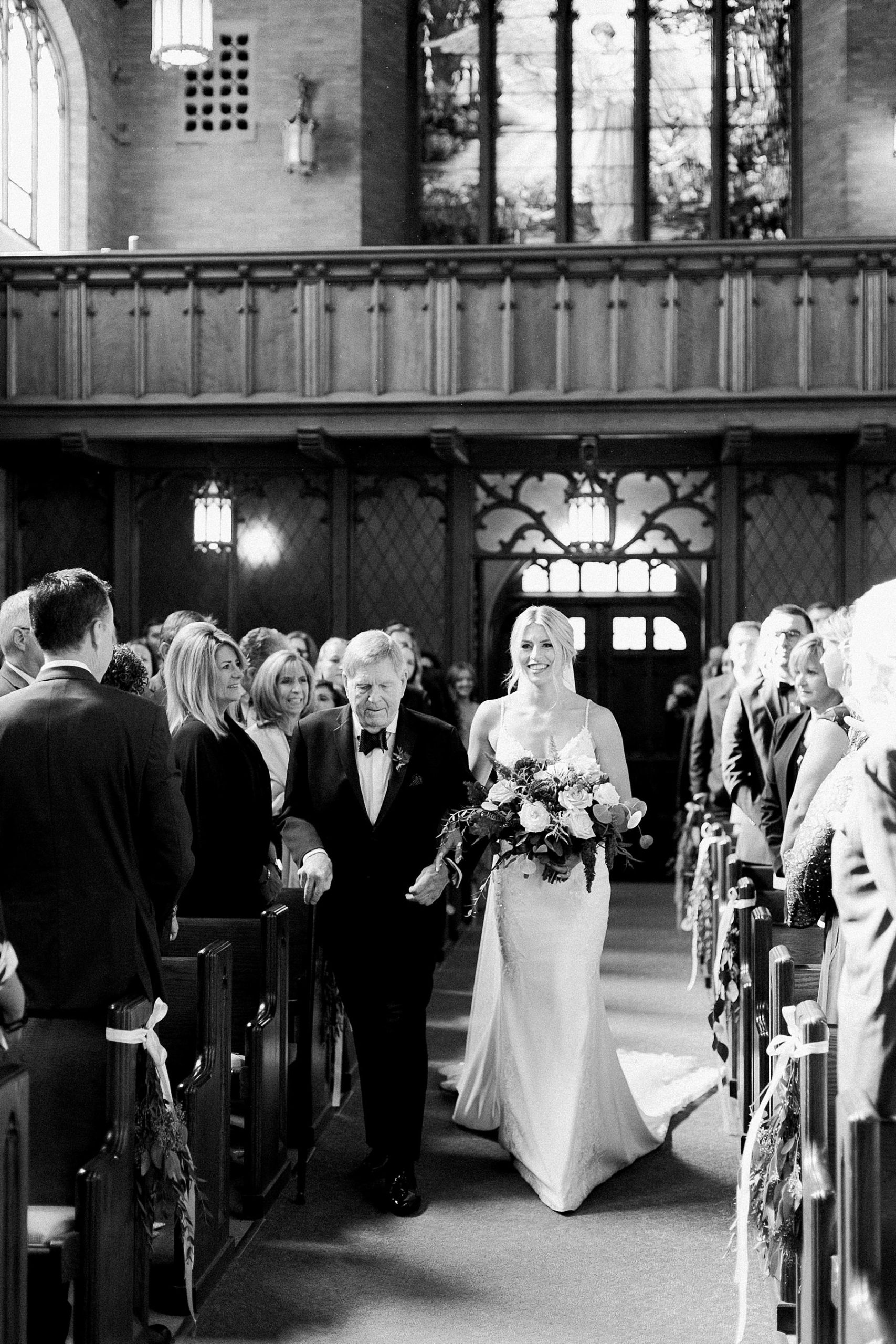 bride entrance, wedding ceremony at a church in milwaukee, wisconsin