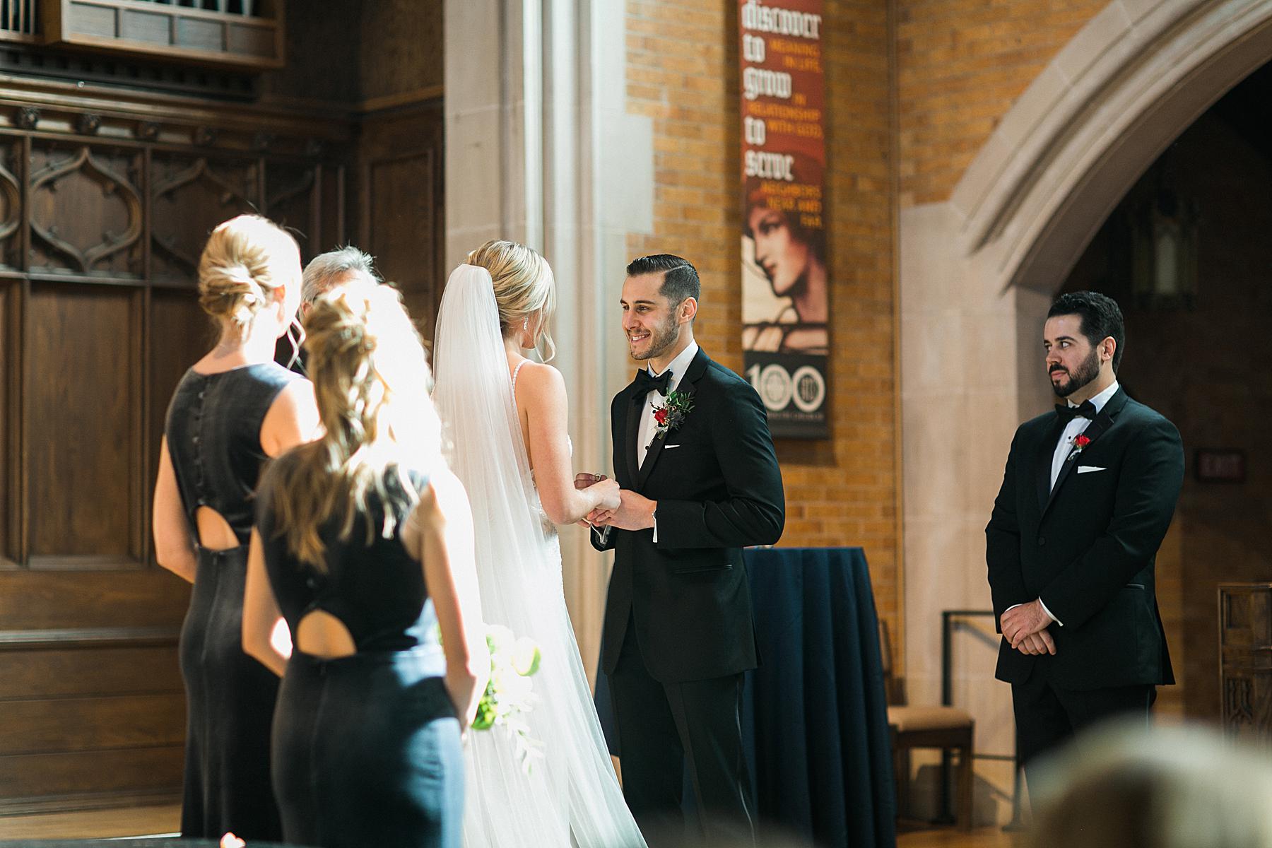 wedding ceremony at a church in milwaukee, wisconsin